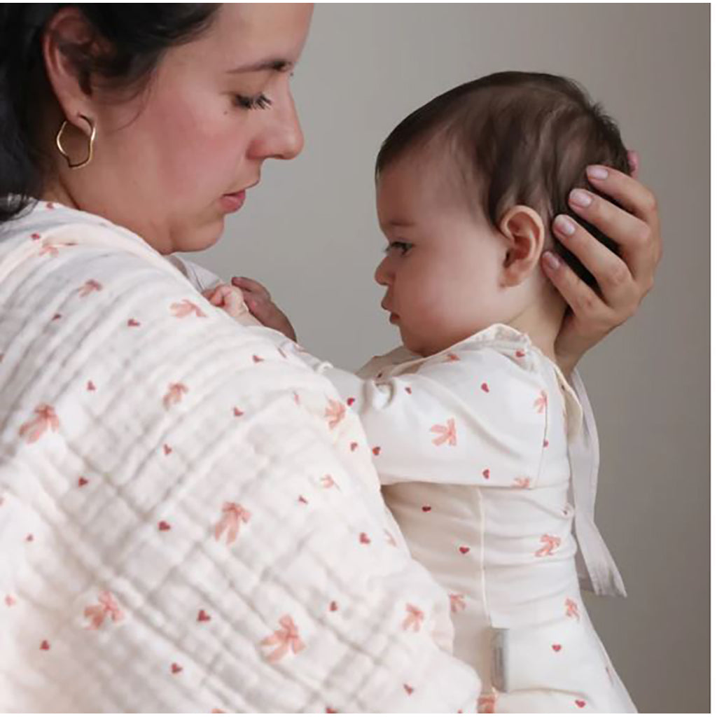 Cam Cam Muslin Baby Blanket, Organic, GOTS - Bows