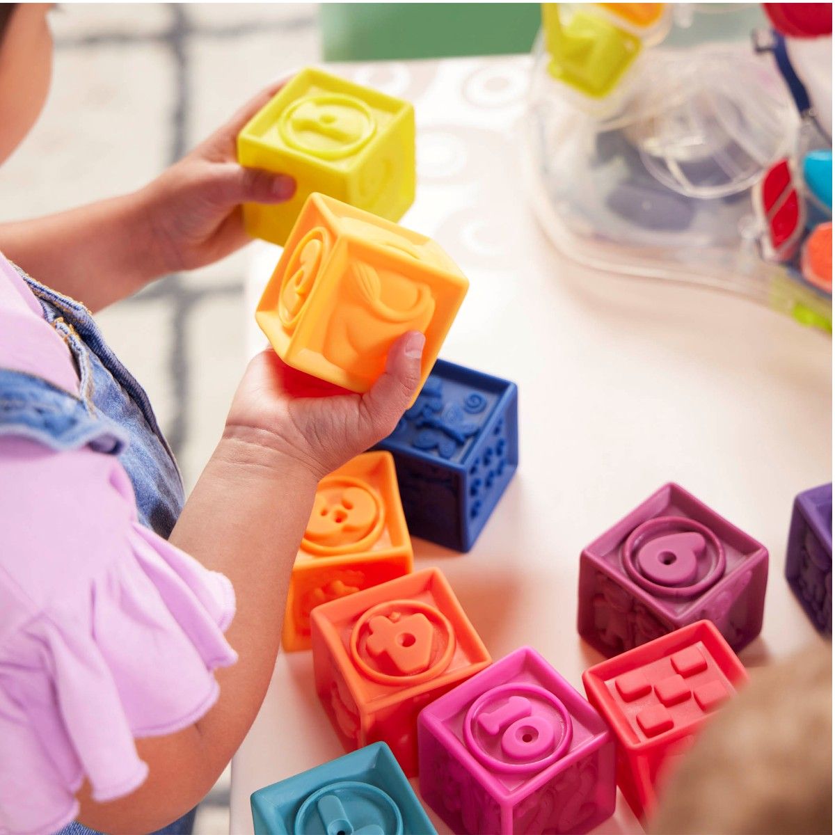 B Toys Soft Building Blocks, One Two Squeeze - 10 Pieces.