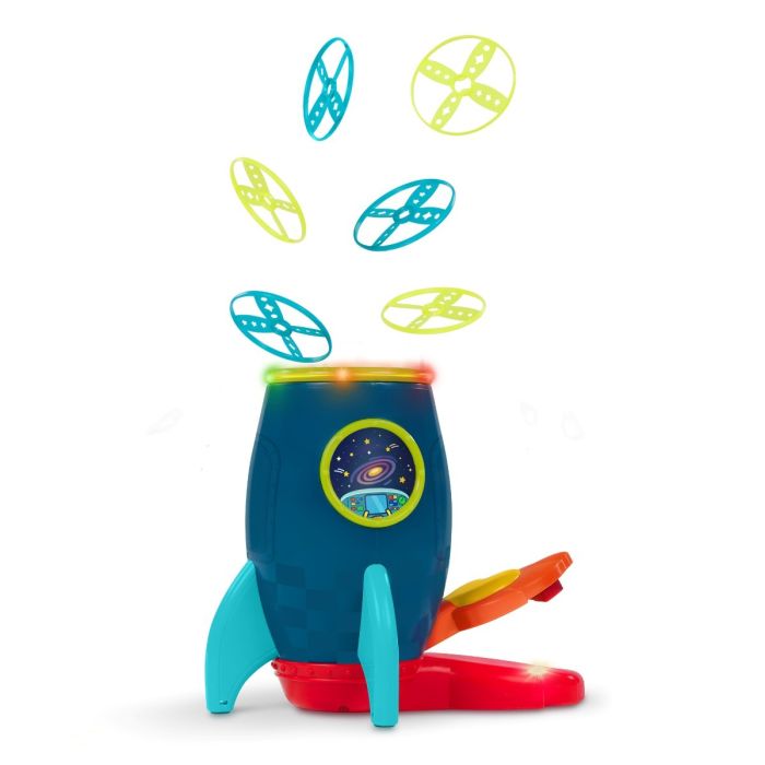 B Toys Rocket with Launcher, Catch Discs, and Racket
