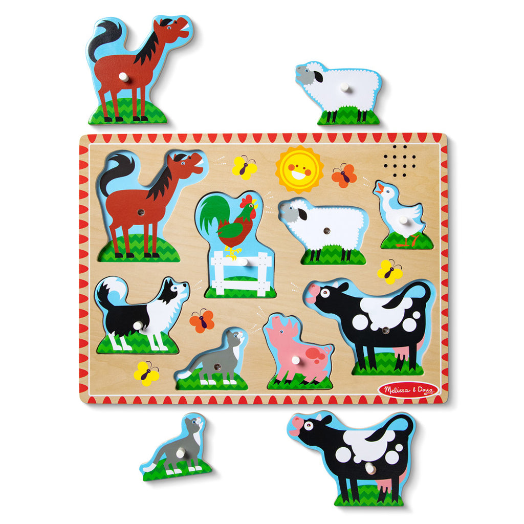 Melissa &amp; Doug bondgårdspussel med djur och ljud