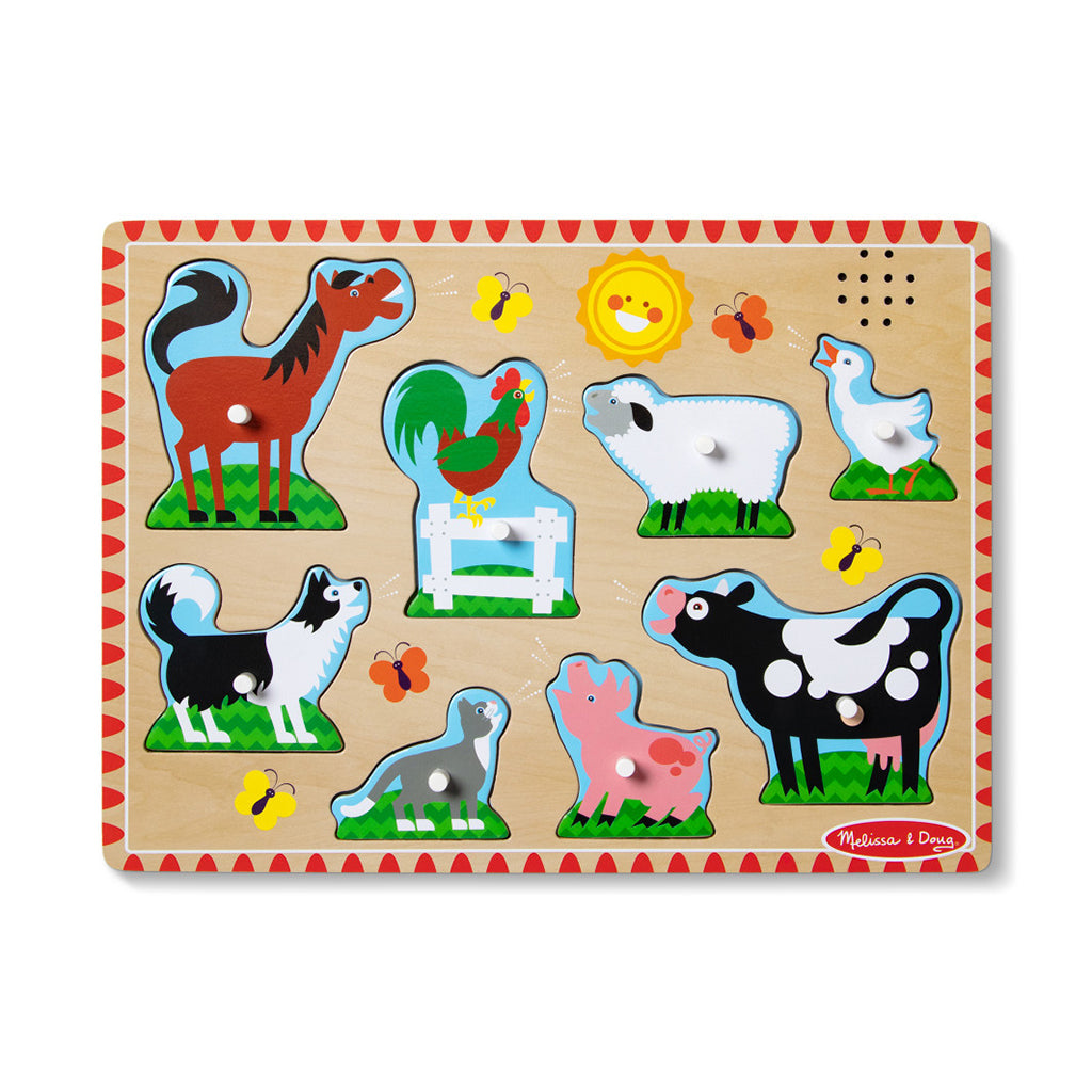 Melissa &amp; Doug knoppuslespil m. lyd, Bondegård - 8 brikker