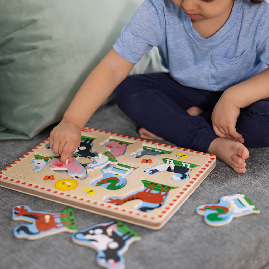 Melissa &amp; Doug knoppuslespil m. lyd, Bondegård - 8 brikker