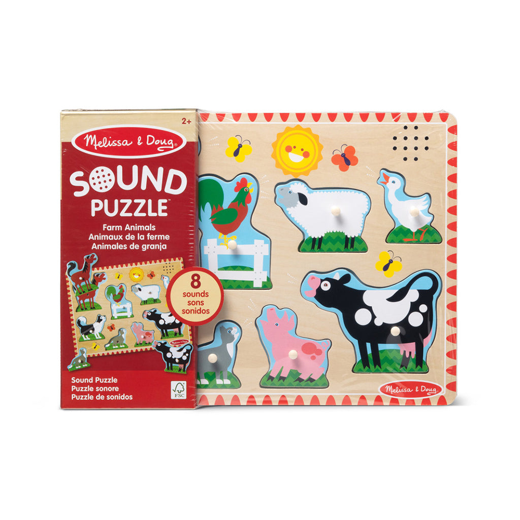 Melissa &amp; Doug knoppuslespil m. lyd, Bondegård - 8 brikker