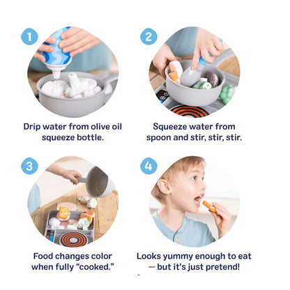 Melissa &amp; Doug Water Wow Play Food with Water-Activated Color Change, Cooktop with Pot