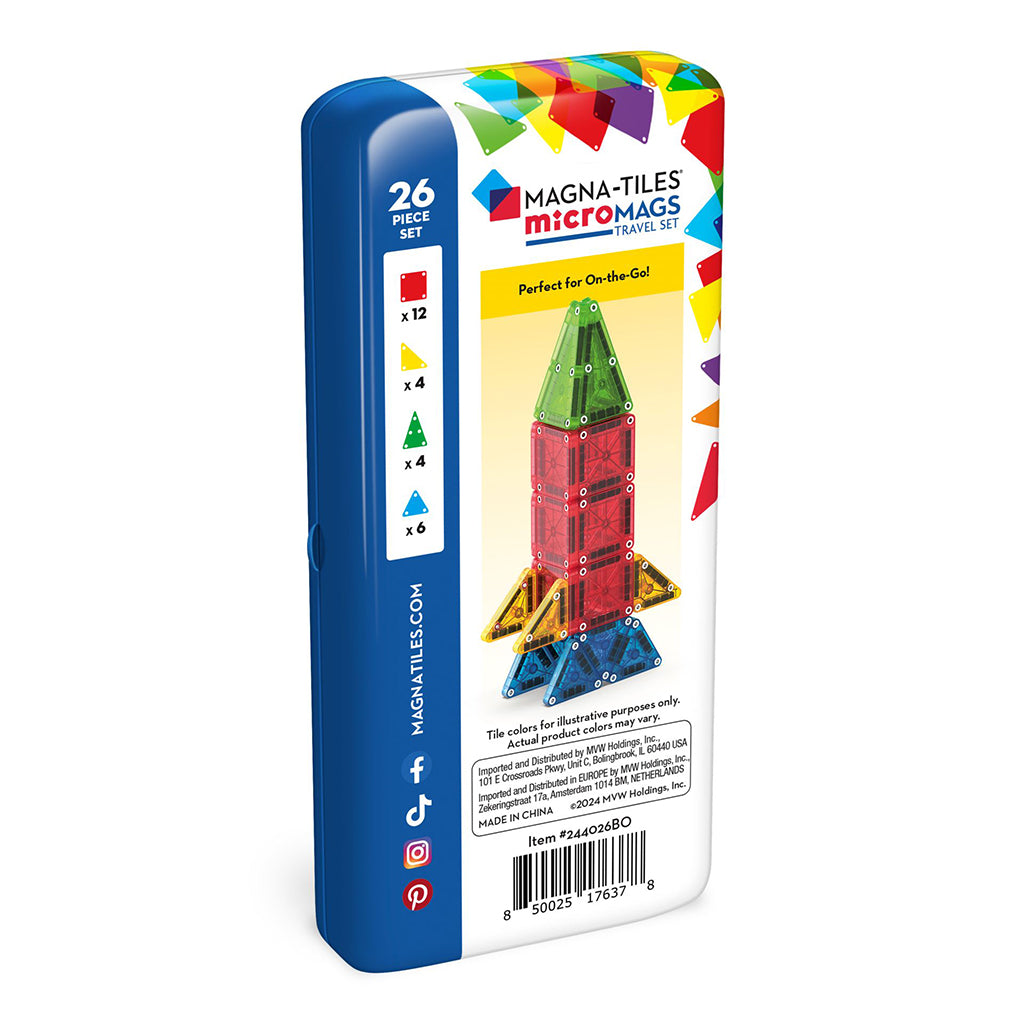 Magna-Tiles MicroMags Travel Set, Magnetic Construction Kit with 26 Pieces