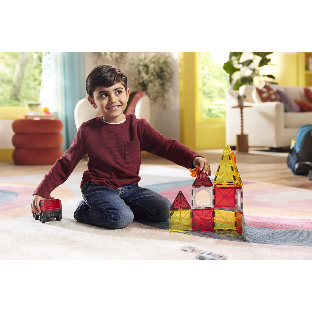 Magna-Tiles Magnetic Building Set, Fire and Rescue Station - 27 Pieces