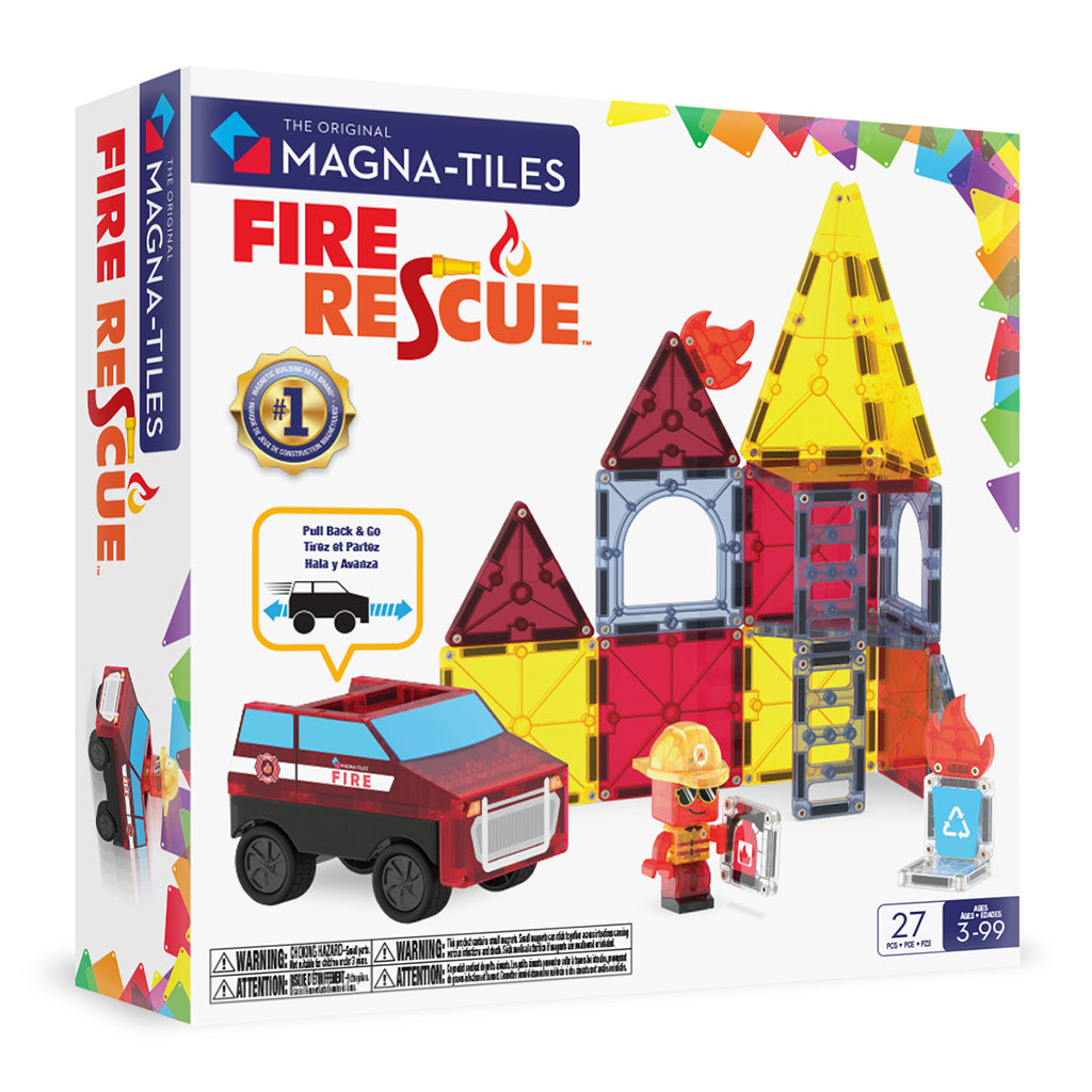 Magna-Tiles Magnetisk byggesæt, Brand- og redningsstation - 27 dele