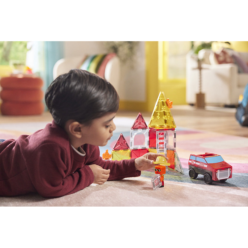 Magna-Tiles Magnetic Building Set, Fire and Rescue Station - 27 Pieces