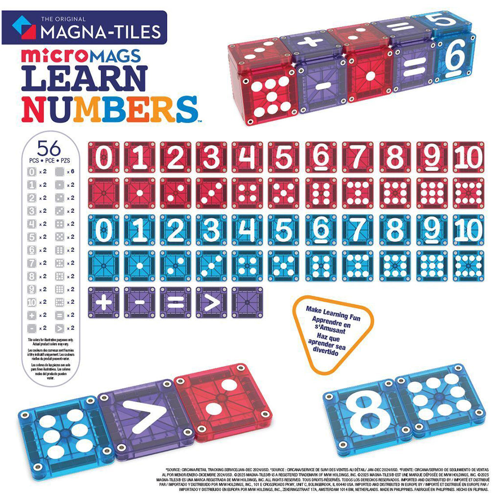 Magna-Tiles Magnetic Building Set, Learn Numbers with 56 Pieces