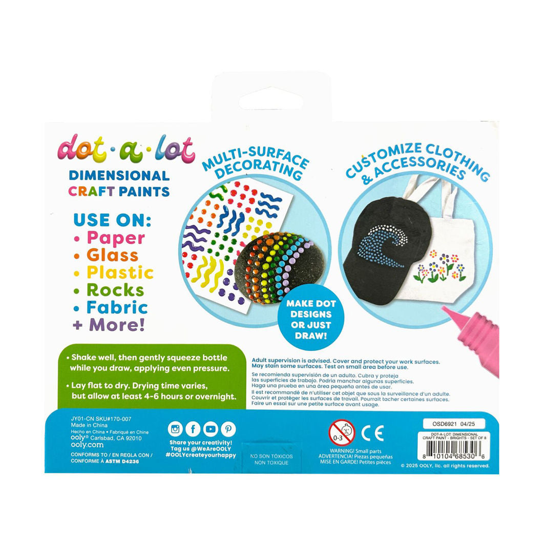 Ooly 3D effekt prikmaling 8 stk - Dot-a-Lot Bright