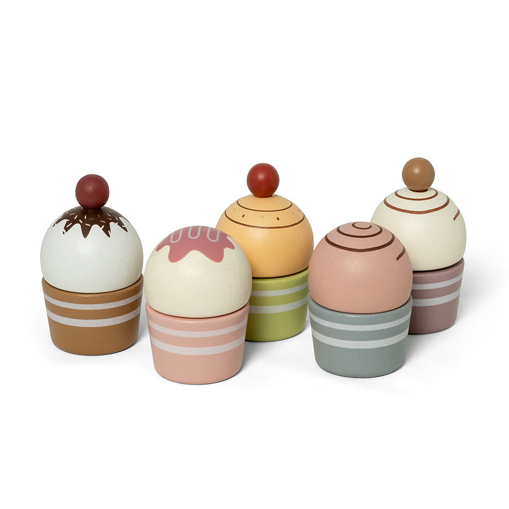Mamamemo Legemad i træ, Cupcakes på kagefad