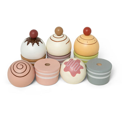 Mamamemo Legemad i træ, Cupcakes på kagefad