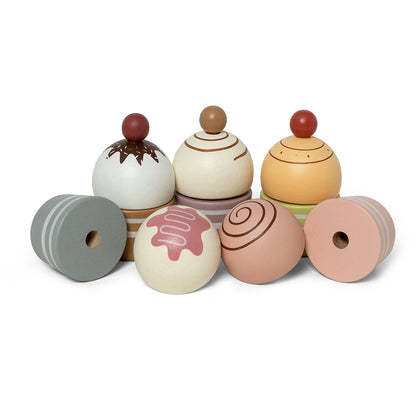 Mamamemo Legemad i træ, Cupcakes på kagefad