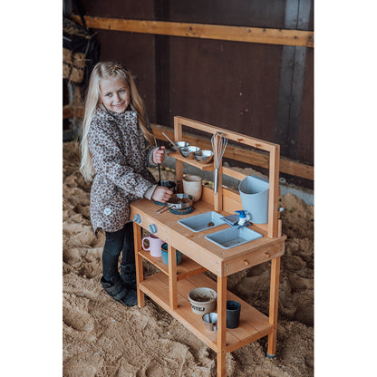 Mamamemo Mud Kitchen, Wooden Outdoor Kitchen for Mud Play