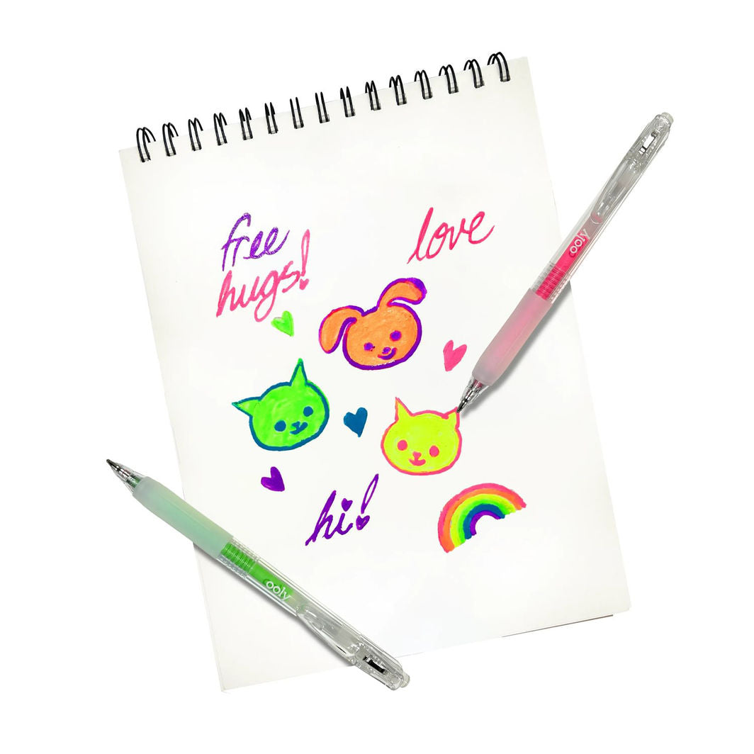 Ooly Gel Pen Set of 6, Multi-Surface Deco - Jelly Gloss Neon