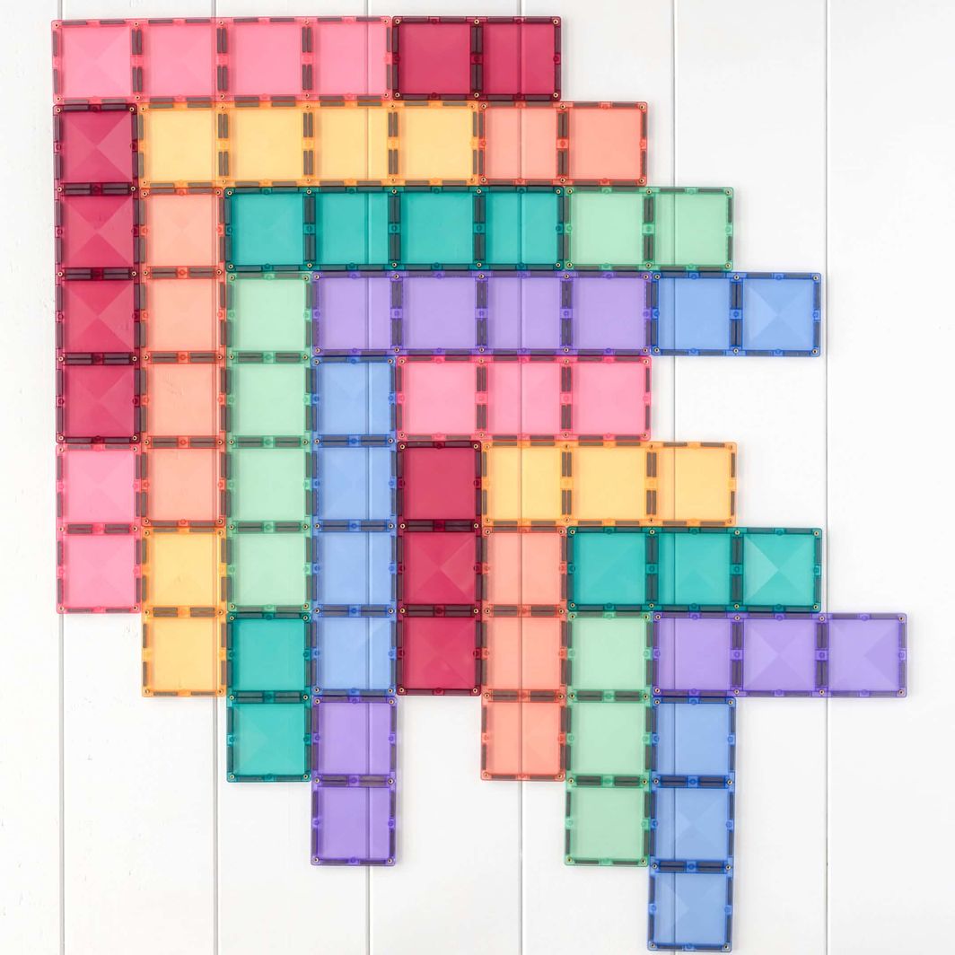 Connetix Rectangle Pack - 24-Piece Magnetic Set - Pastel