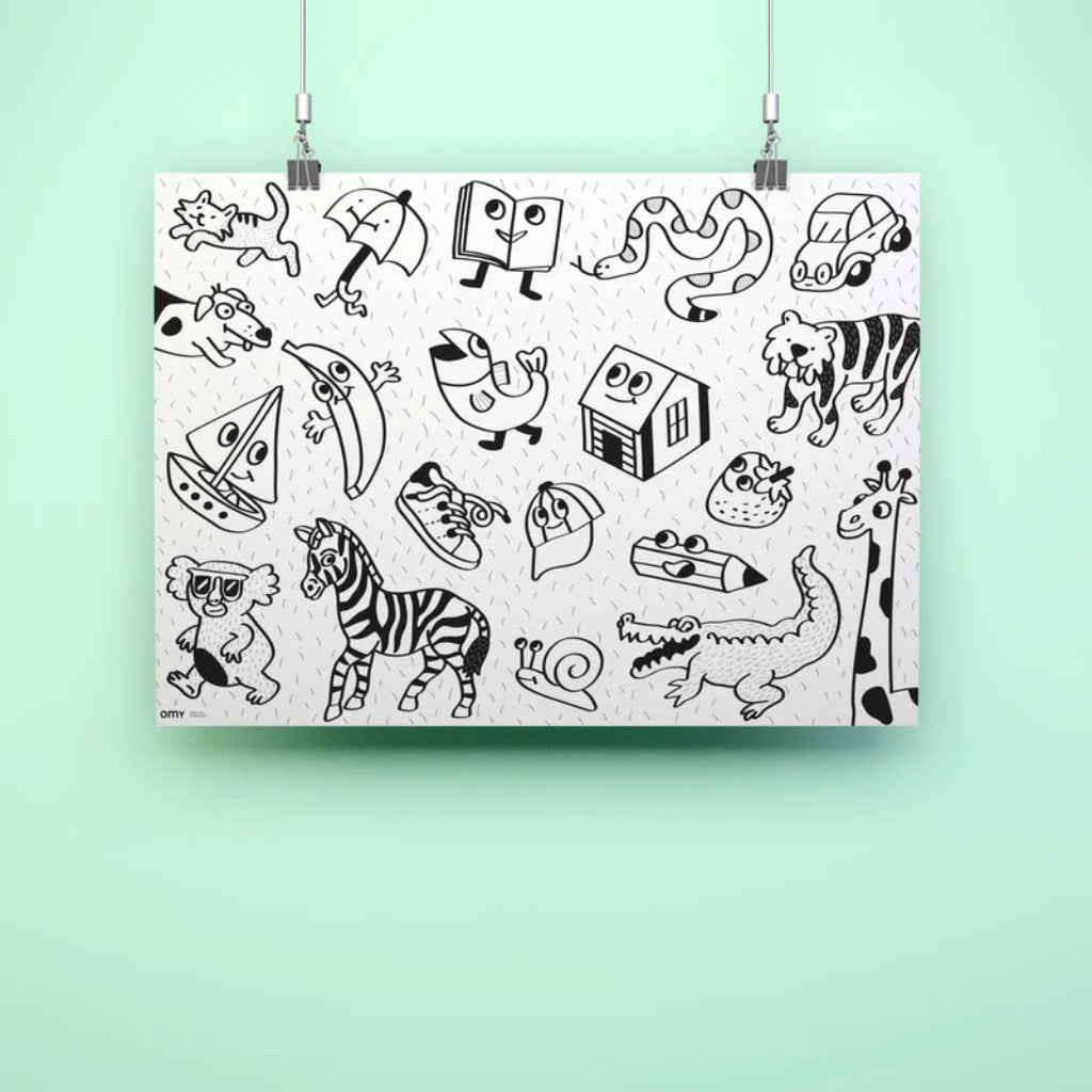 Omy stor plakat til farvelægning, My first art poster, 100 x 70 cm - Fra 18 mdr.