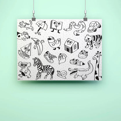 Omy stor plakat til farvelægning, My first art poster, 100 x 70 cm - Fra 18 mdr.