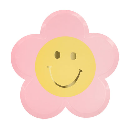 Meri Meri Paptallerkener, Happy face flowers - 8 stk.
