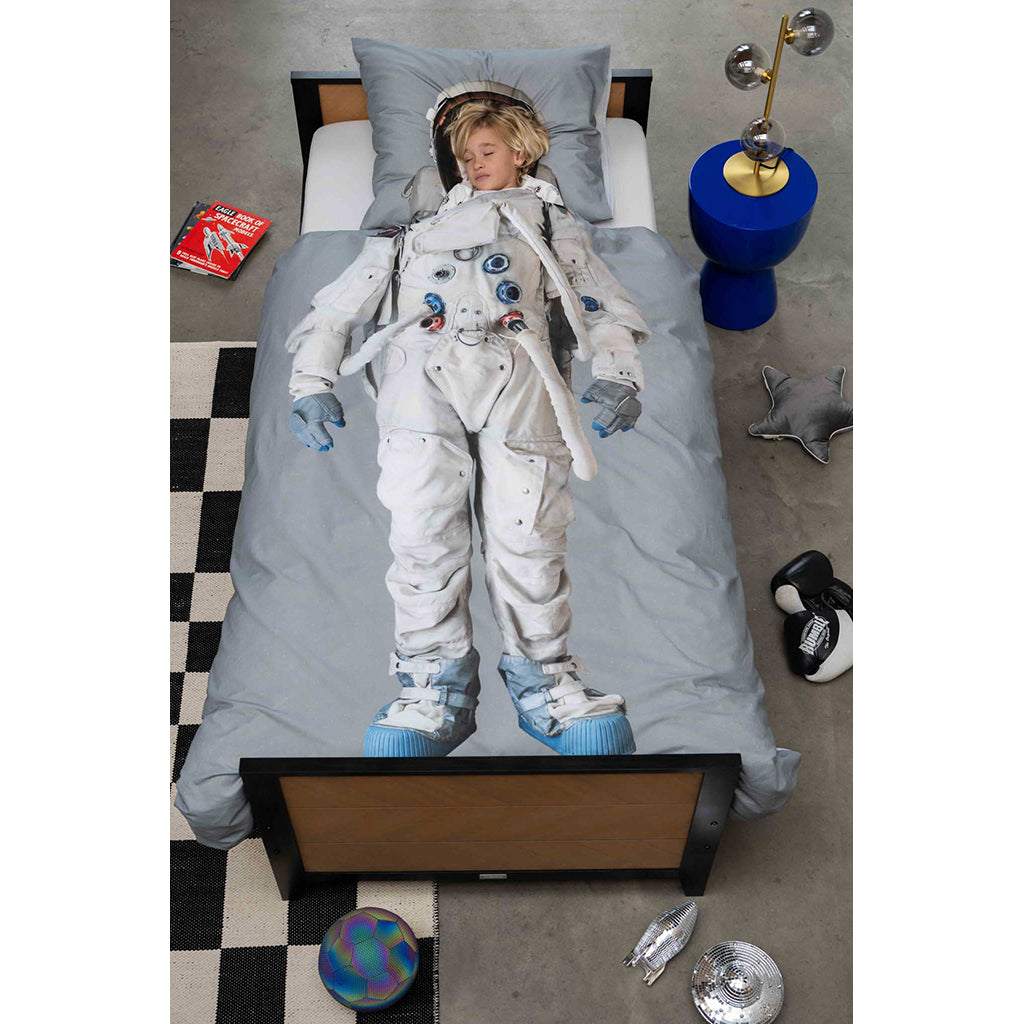 Snurk voksensengetøj, økologisk - Astronaut grey space