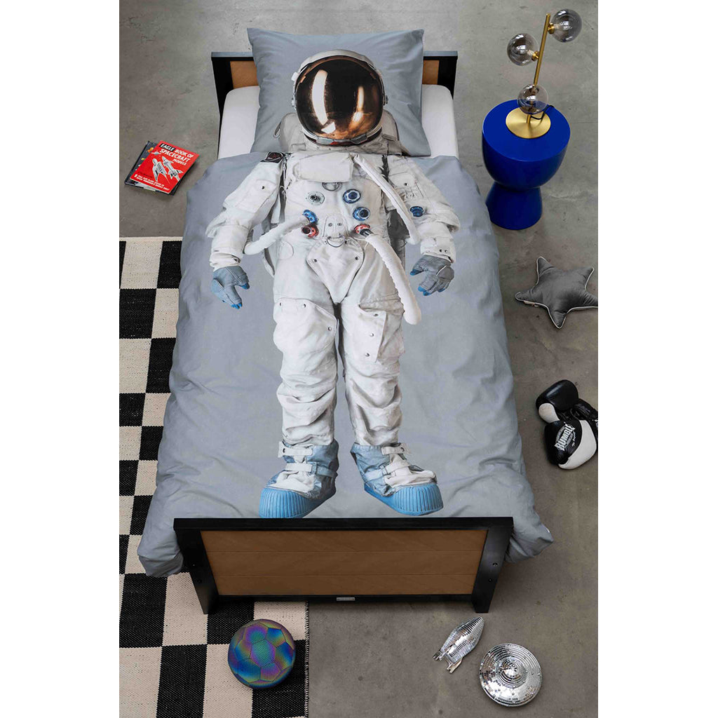 Snurk voksensengetøj, økologisk - Astronaut grey space