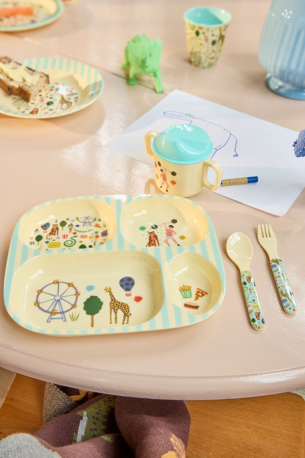 Rice Baby Dinner Set in Gift Box, Mint Fun Fair