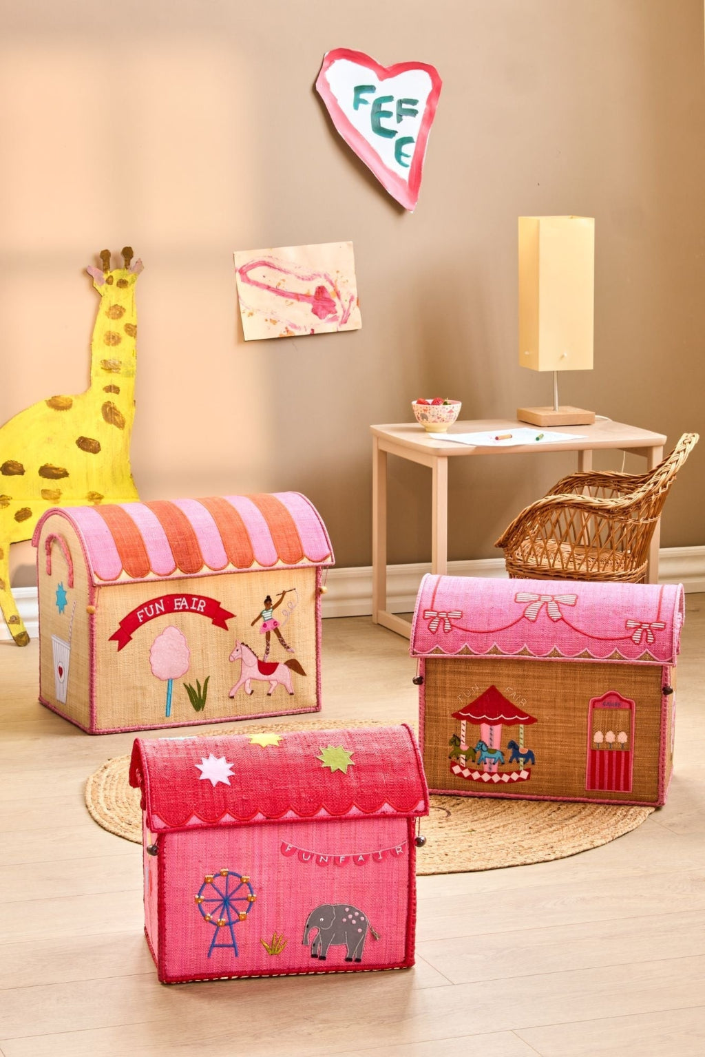 Rice Basket Shaped House for Storage, Pink - Fun Fair Theme