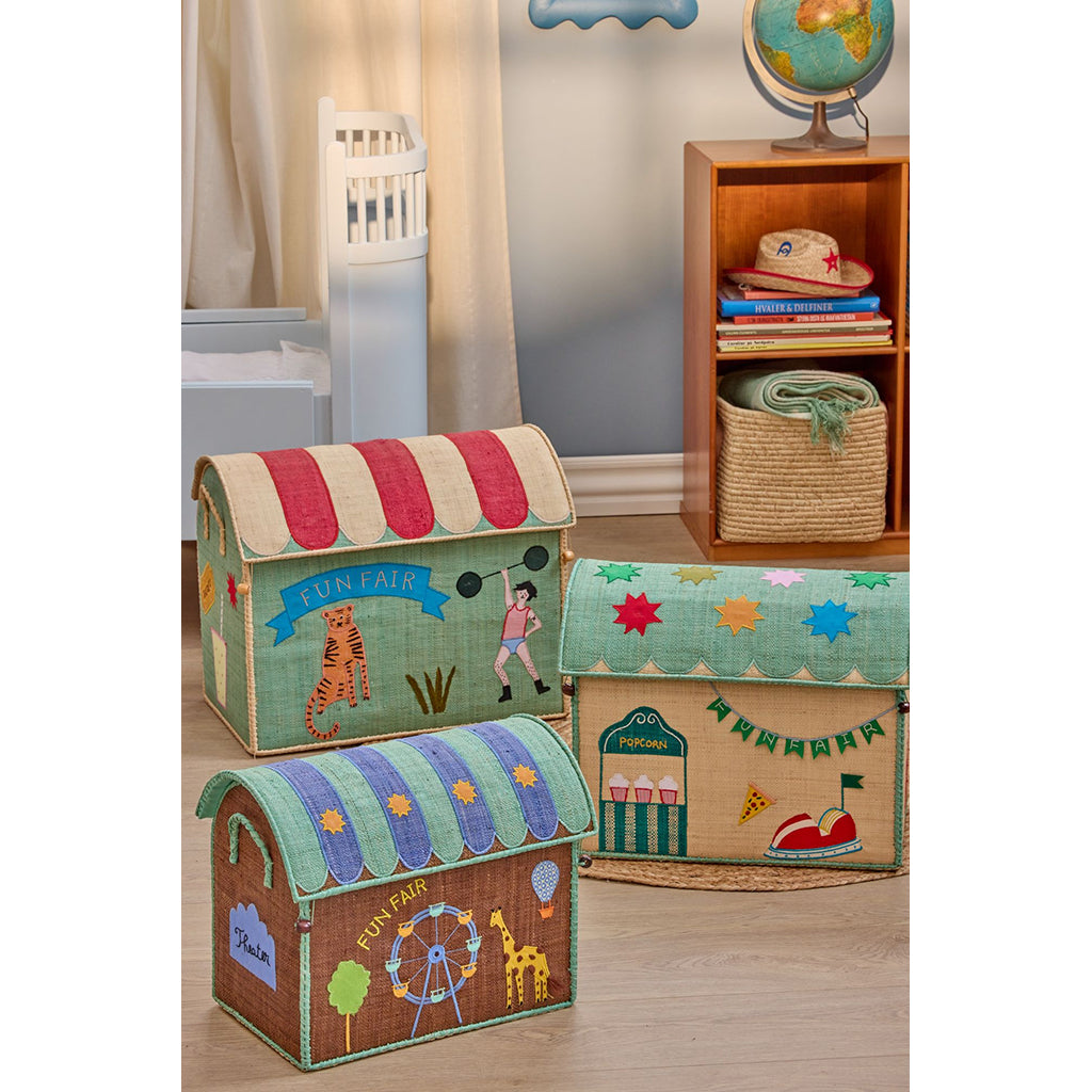 Rice Basket House for Storage, Blue - Fun Fair Theme