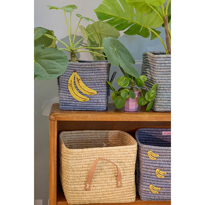 Rice kurv m banan motiv, Blue