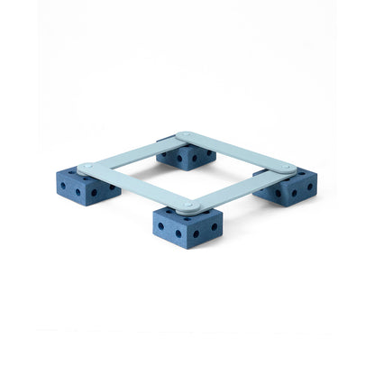 Modu Balance Track, Wooden Balance Beam with Foam Blocks, Activity Toy - Deep Blue / Sky Blue
