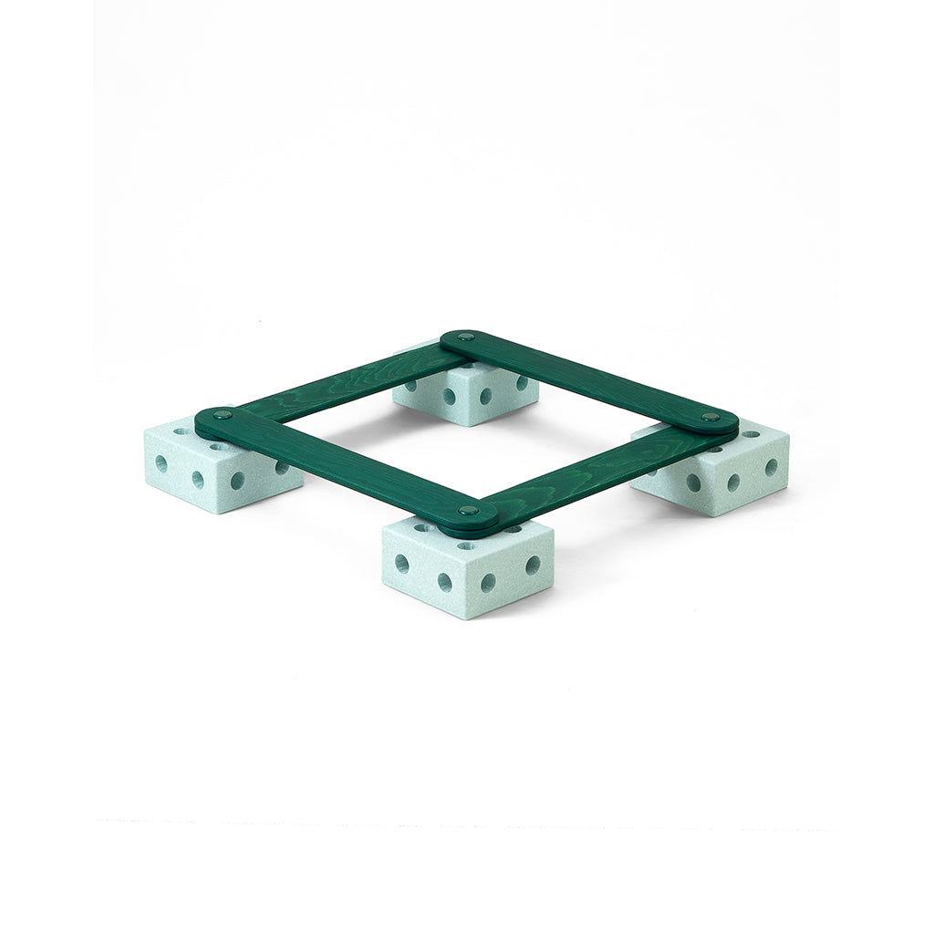 Modu Balance Track, Wooden Balance Beam with Foam Blocks, Activity Toy - Ocean Mint / Forest Green