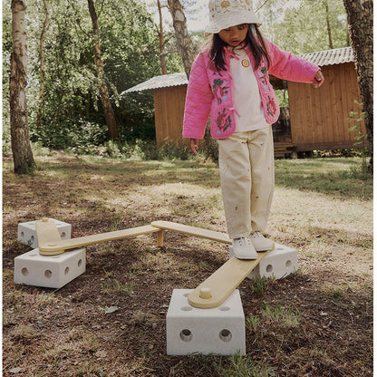 Modu Balance Track, Wooden and Foam Block Balancing Course - Sand Grey/ Honey Yellow