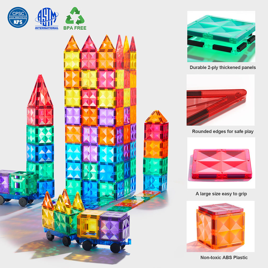 Mideer Magnetic Building Tiles, 60 Pieces