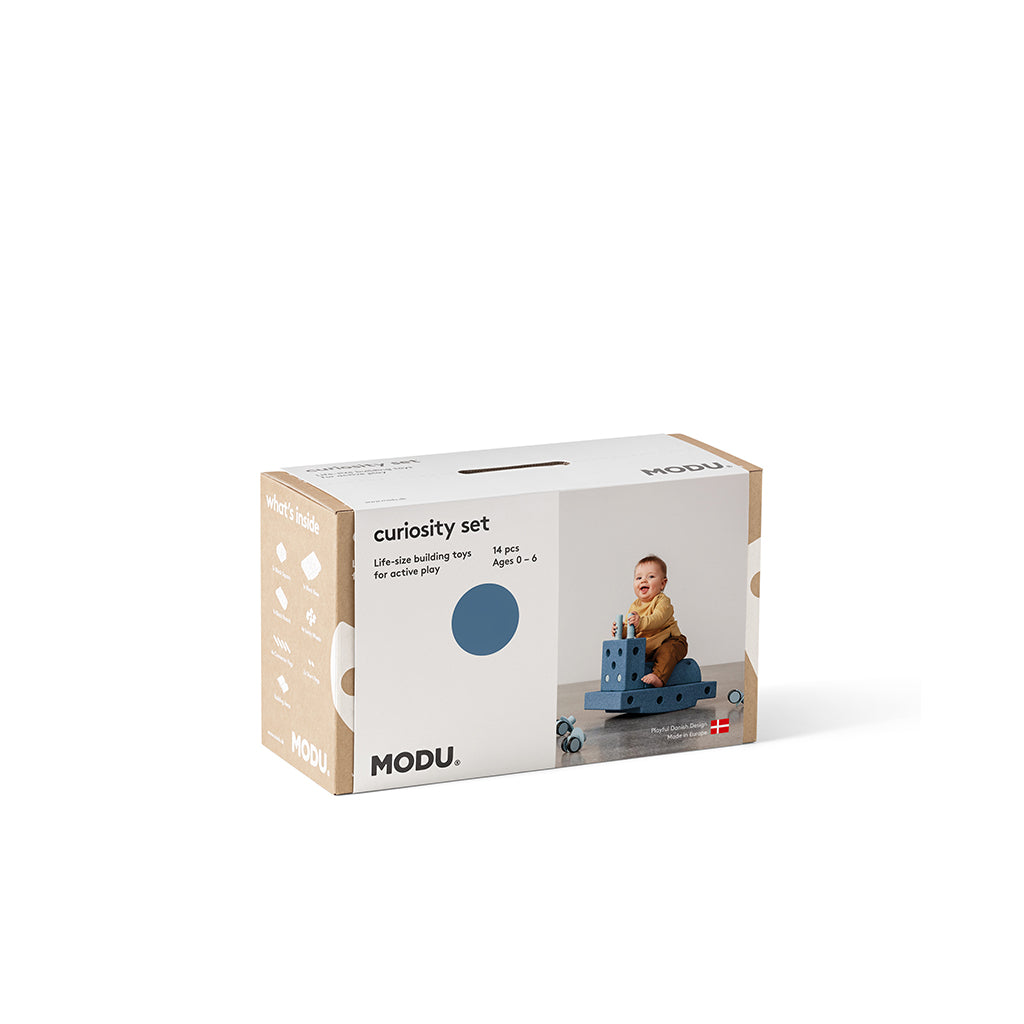 Modu Foam Building Toy, Curiosity Set, 14 Pieces - Deep Blue / Sky Blue