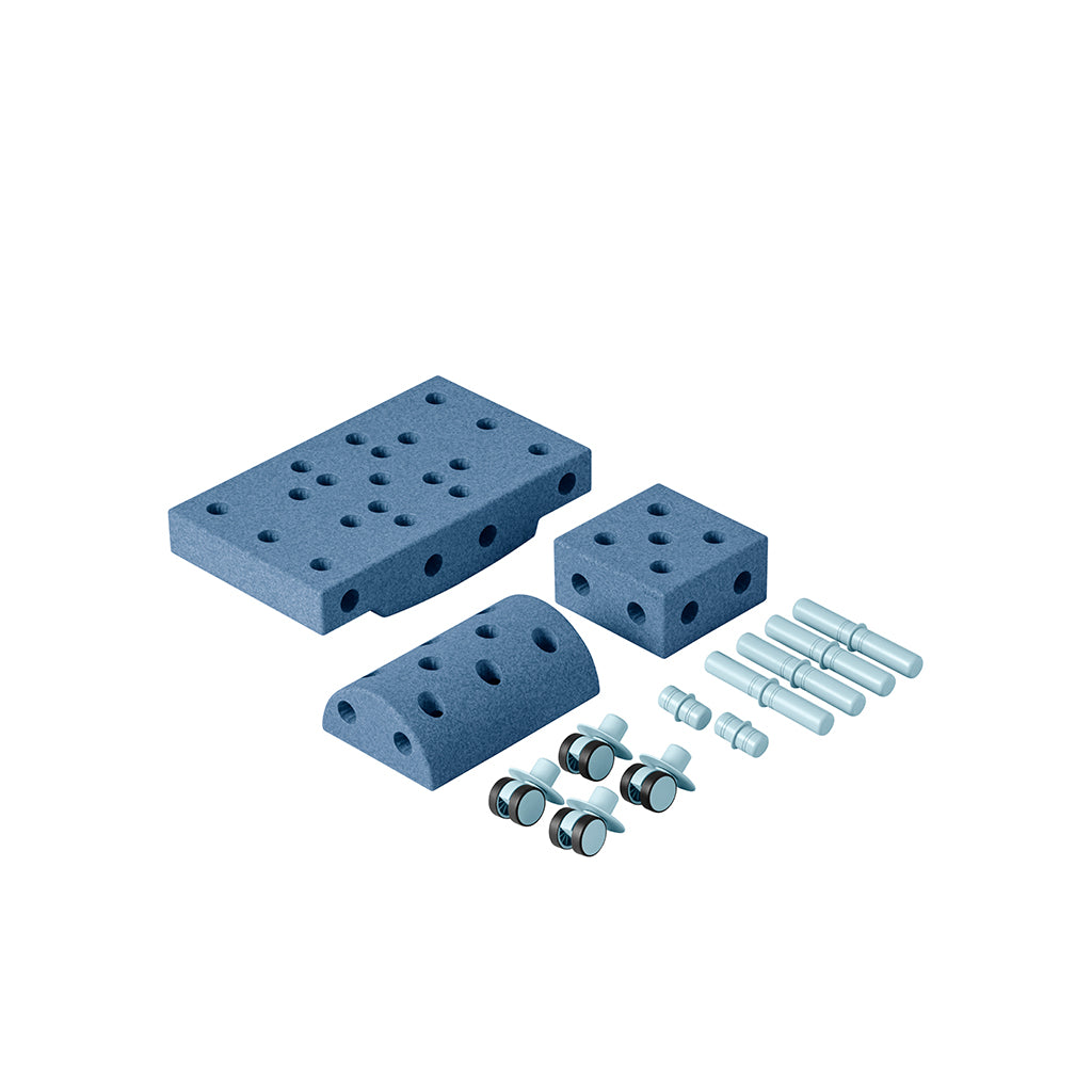 Modu Foam Building Toy, Curiosity Set, 14 Pieces - Deep Blue / Sky Blue