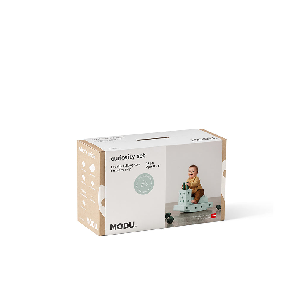 Modu foam building toy, Curiosity set, 14 pieces – Ocean mint/Forest green