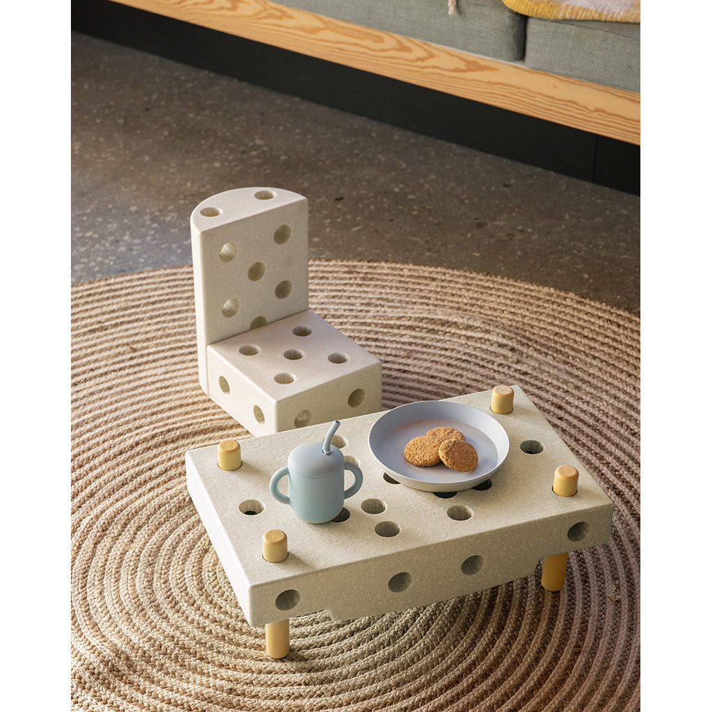 Modu Foam Building Toy, Curiosity Set, 14 Pieces - Sand Grey / Honey Yellow
