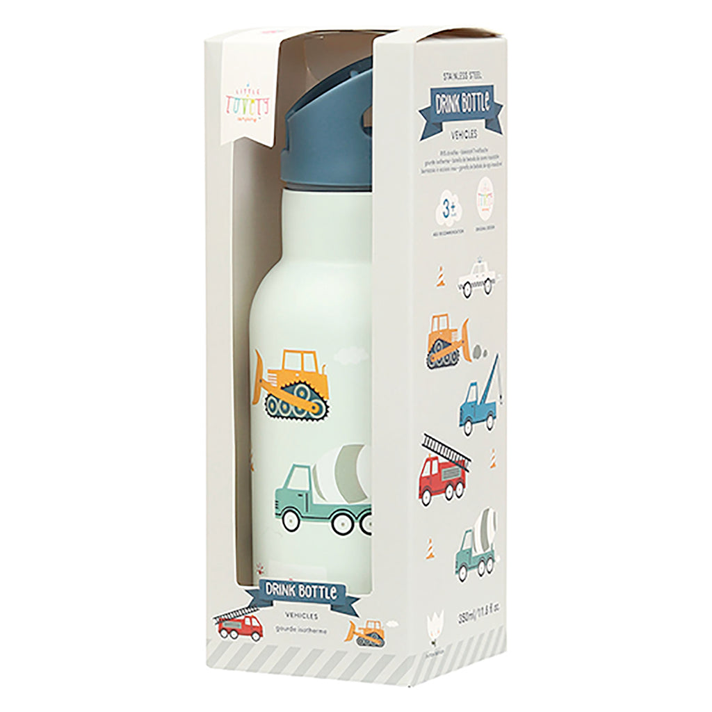 "A Little Lovely Company Stainless Steel Water Bottle, Vehicles"