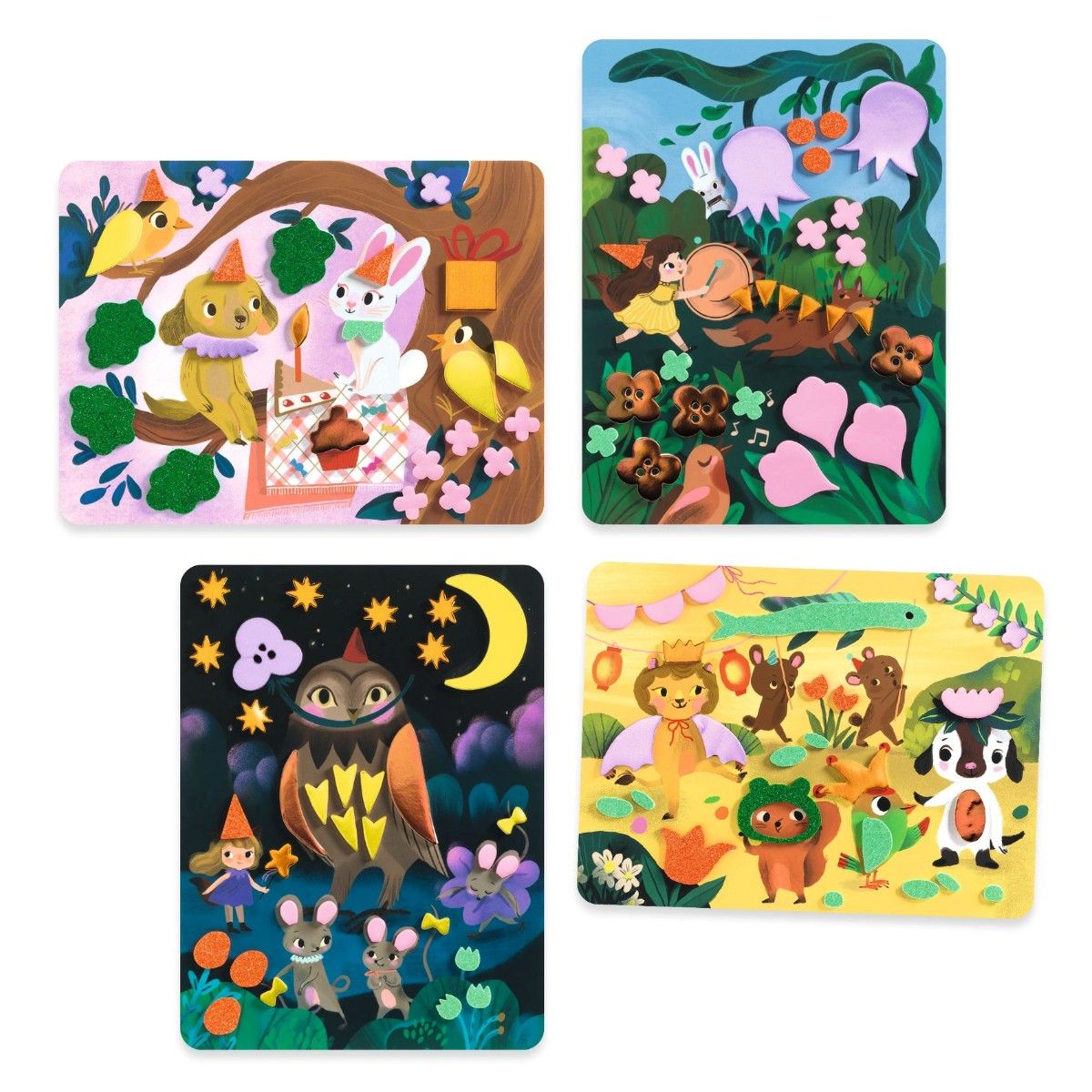 Djeco Creative Collage, Foam Fun - Glitter Parties