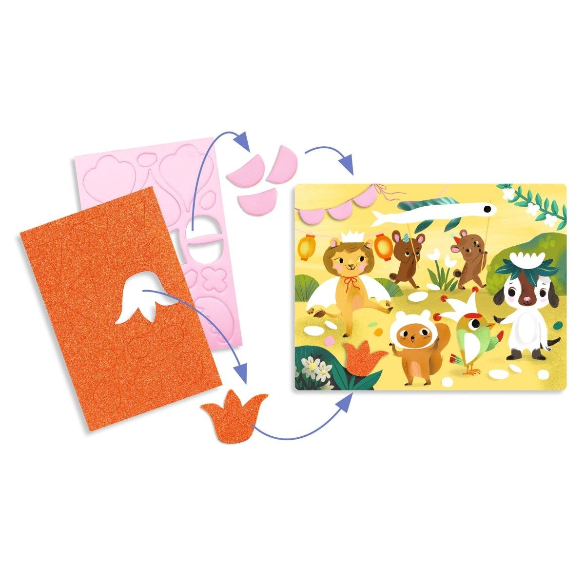 Djeco Creative Collage, Foam Fun - Glitter Parties