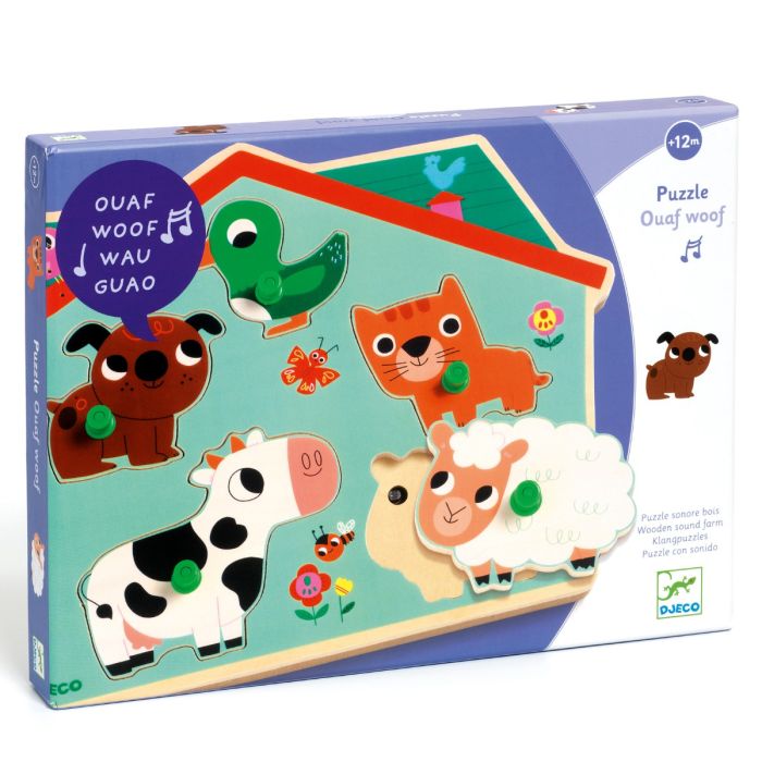 Djeco Wooden Sound Puzzle, Ouaf Woof