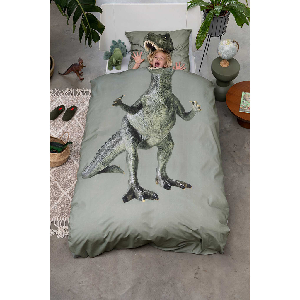 Snurk Organic Adult Bed Linen - Dino Green
