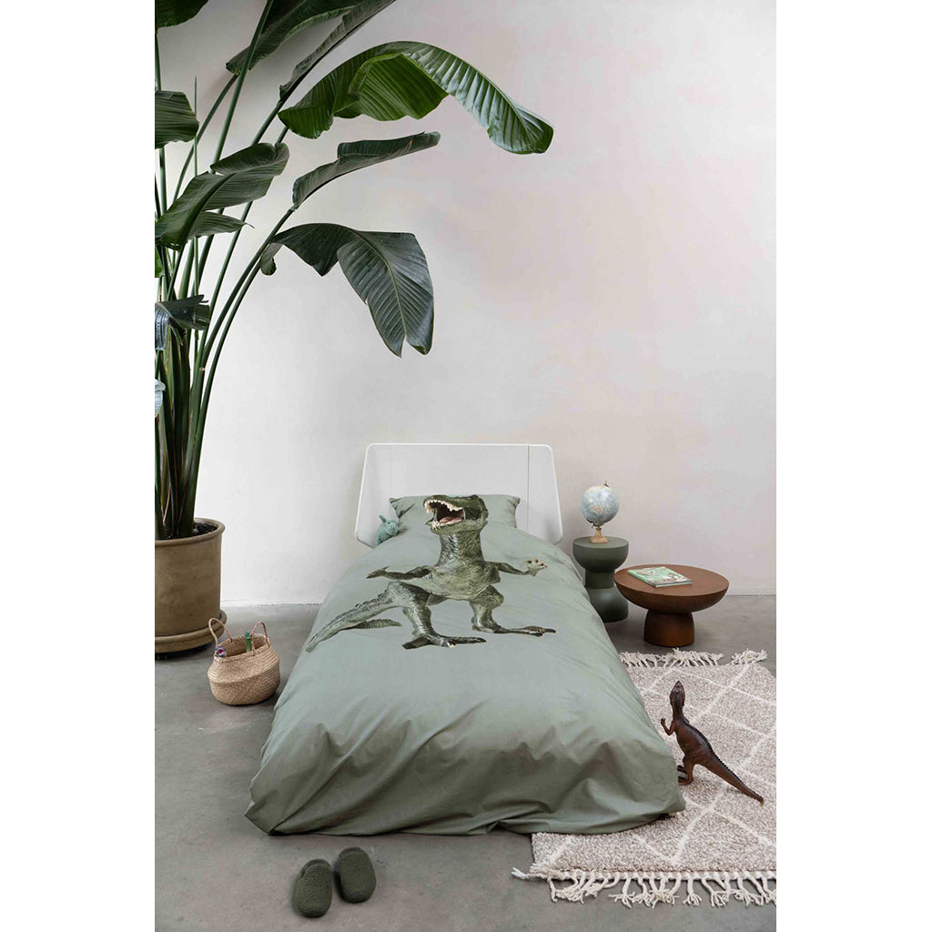 Snurk Organic Adult Bed Linen - Dino Green