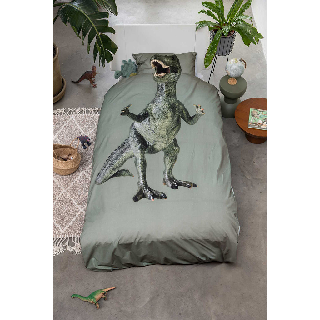 Snurk Organic Adult Bed Linen - Dino Green