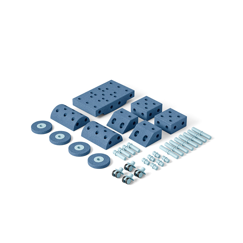 Modu Building Toy in Foam, Dreamer Set, 34 Pieces - Deep Blue/Sky Blue