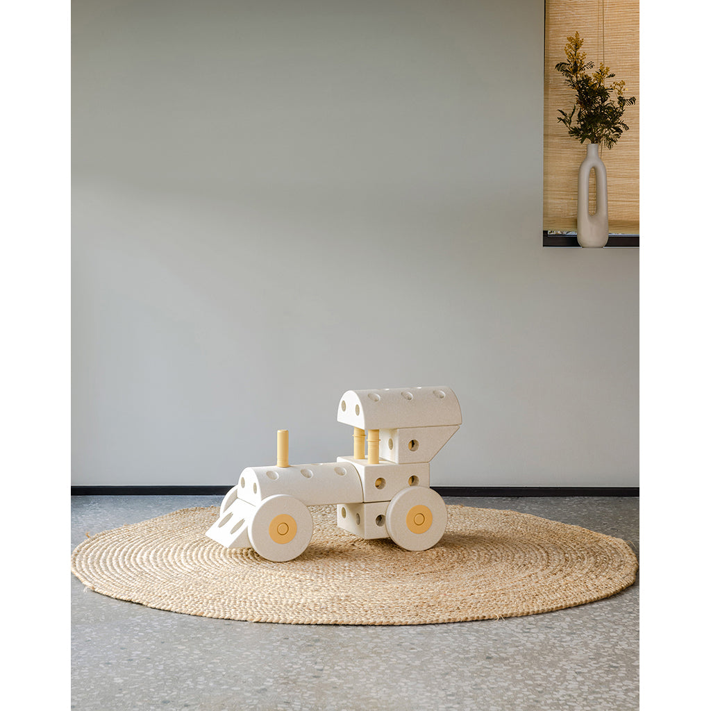 Modu byggelegetøj i skum, Dreamer sæt, 34 dele - Sand Grey / Honey Yellow