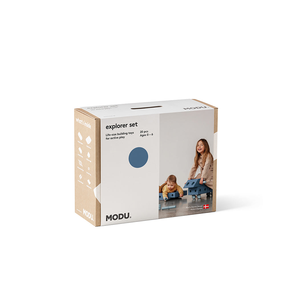 Modu Foam Building Toy, Explorer Set, 20 Pieces - Deep Blue/Sky Blue