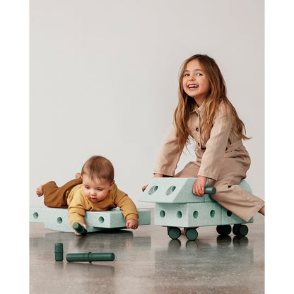 Modu byggelegetøj i skum, Explorer sæt, 20 dele - Ocean Mint/ Forest green 