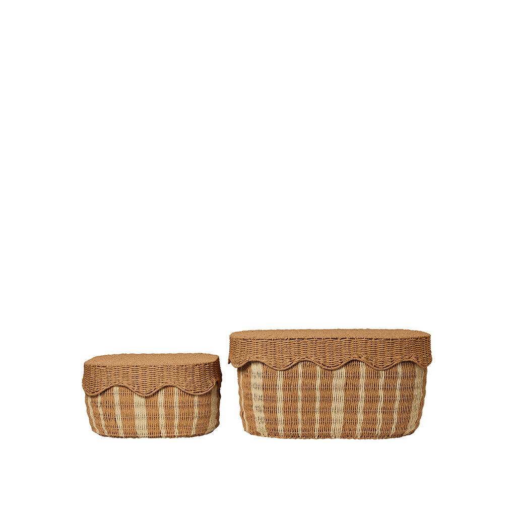 ferm Living Rivan Basket Set, Set of 2 pcs - Natural/Off-White