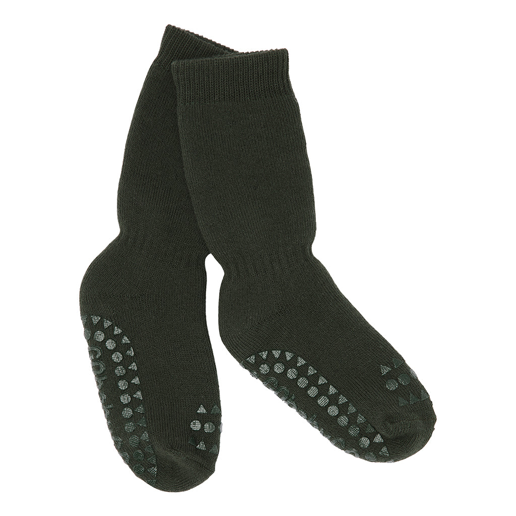 GoBabyGo skridsikre strømper m. gummidutter, Forest green